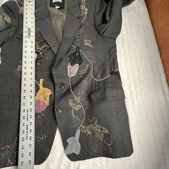 Vintage Staley Gretzinger Womens Floral Embroidered Art to Wear Blazer Black - Picture 10 of 12